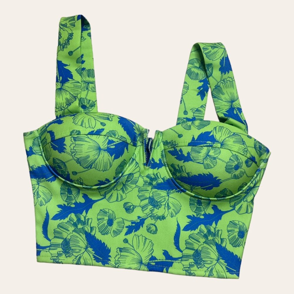 NEW Strap Green/Blue Printed Top